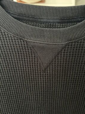 aerie Black Waffle Crewneck Sweatshirt